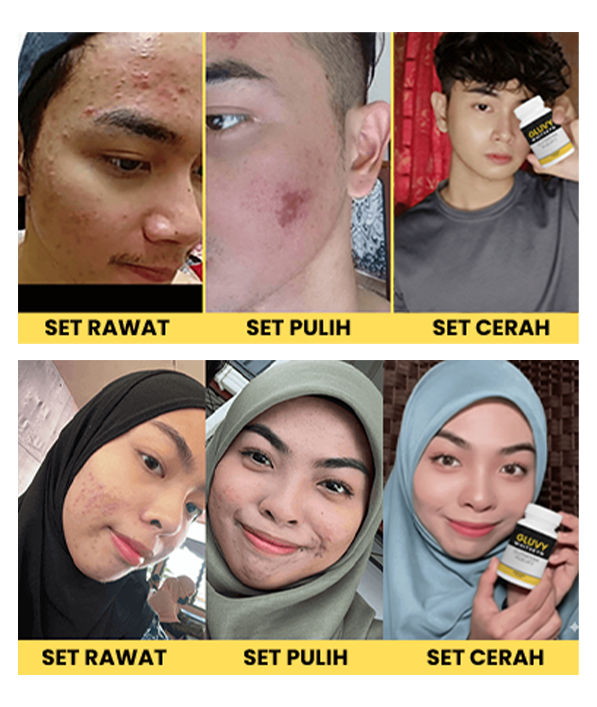 Before and after pengguna Gluvy Whitskyn